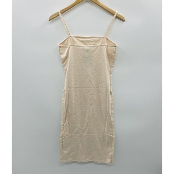 TOPSHOP Womens Size 6 Strappy Cami Tunic Dress Nude Cotton Basic Layer $25 1758 - Picture 4 of 8